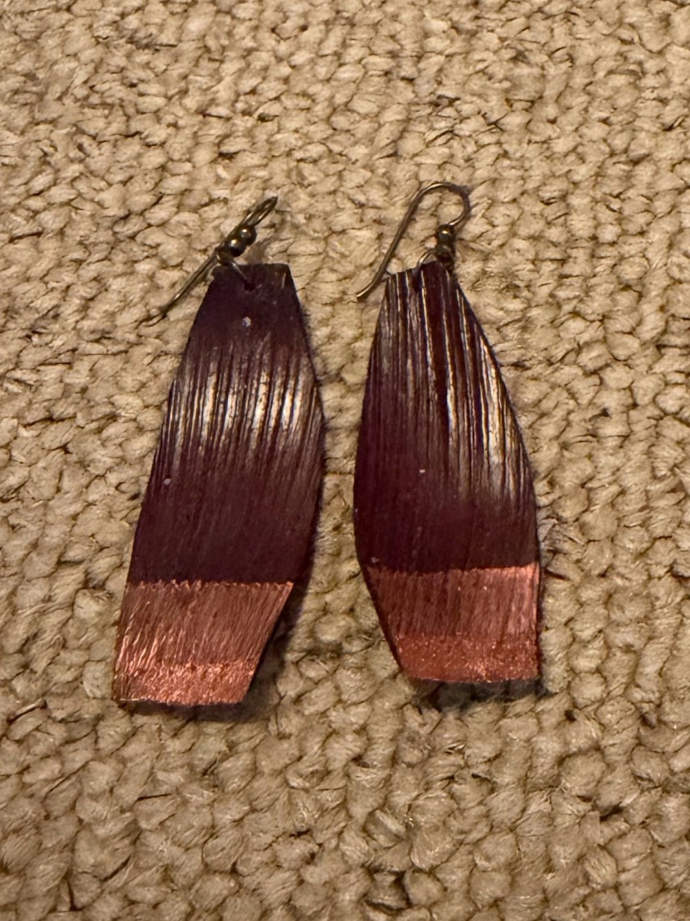 Handcrafted Dark Brown and Copper Drop Earrings